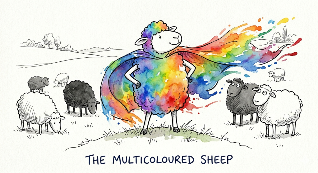 The multi-colored sheep by celeste yates